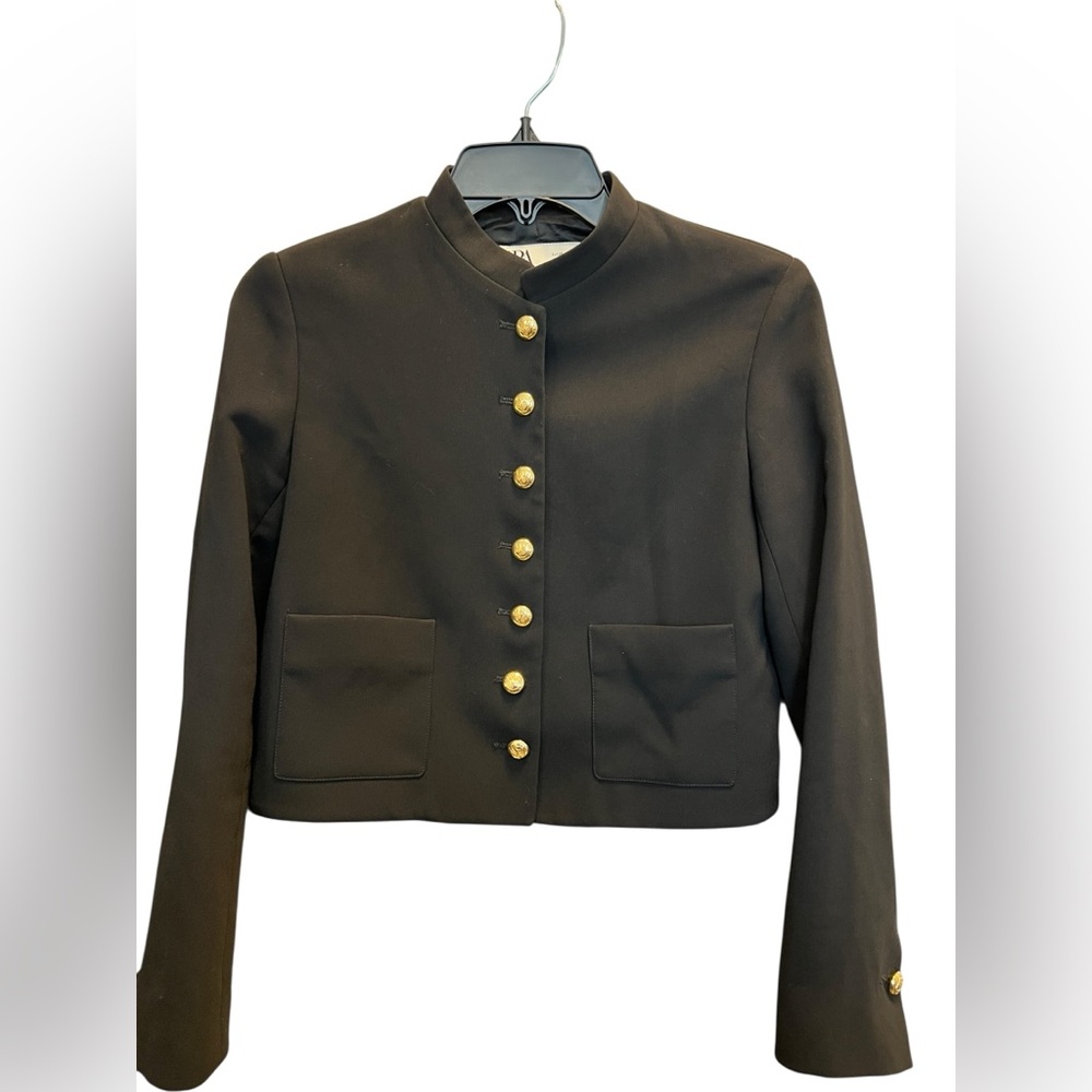 Zara Cropped Buttoned Jacket with Gold Buttons
